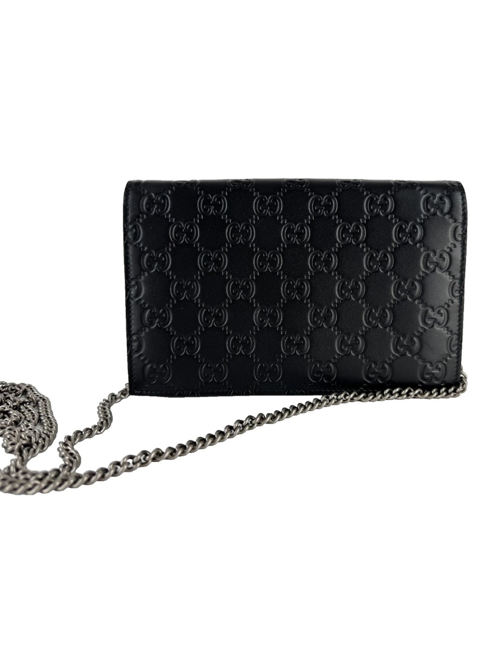 Authentic Gucci Black Embossed Mini Guccissima Bow Signature Bag - Picture 5 of 14